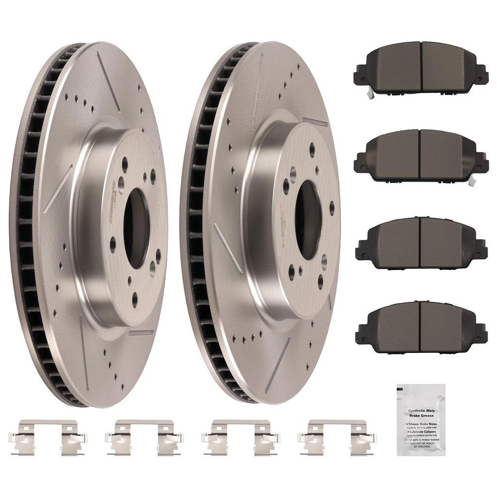 Front Drilled Slotted Brake Rotors & Pads for Honda Accord (2013–2022) P1654