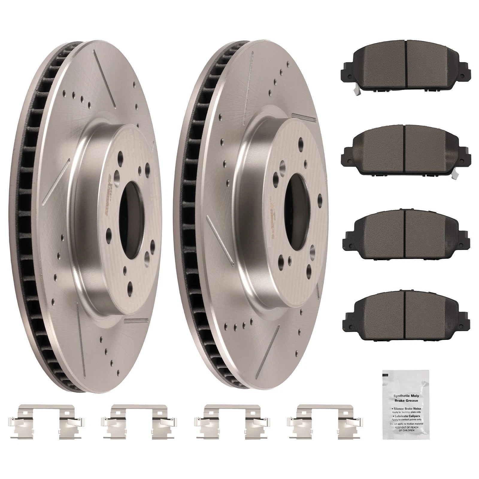 Front Drilled Slotted Brake Rotors & Pads for Honda Accord (2013–2022) P1654