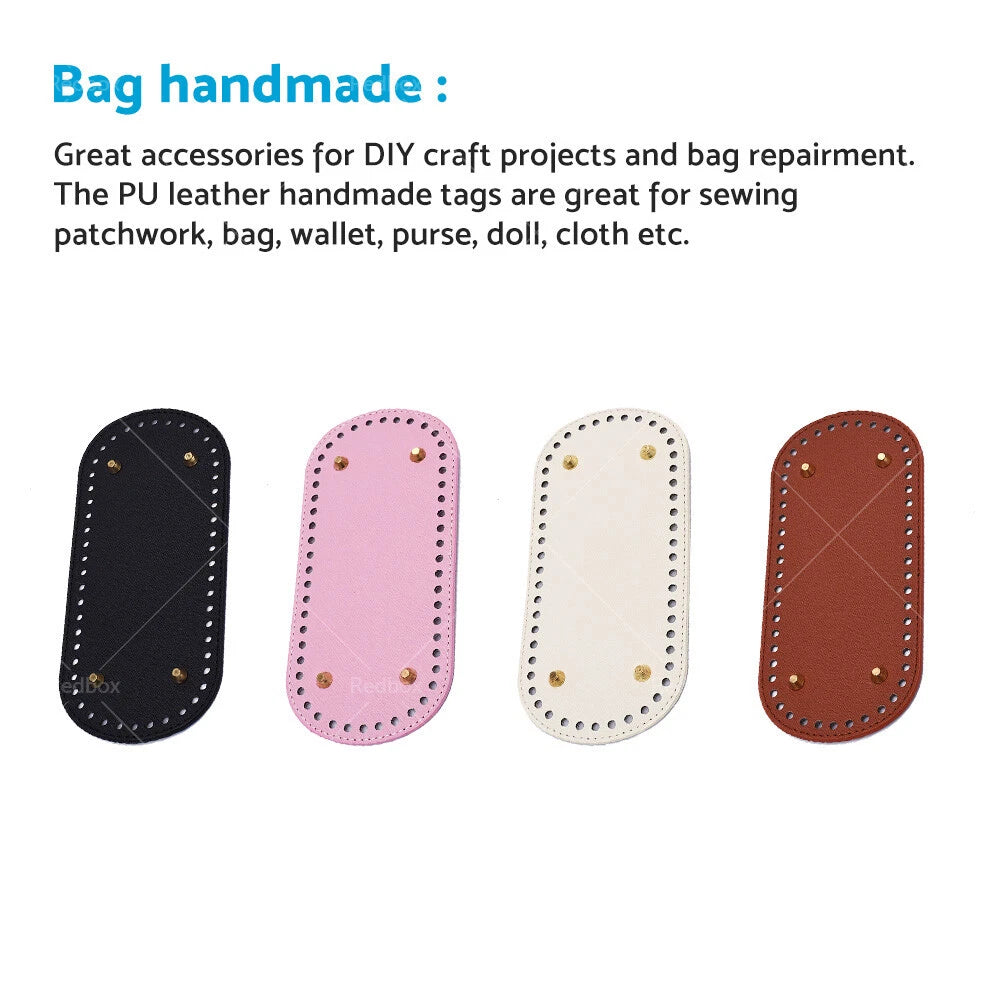 8X PU Leather Bag Bottom Oval for Knitting Crochet Accessories