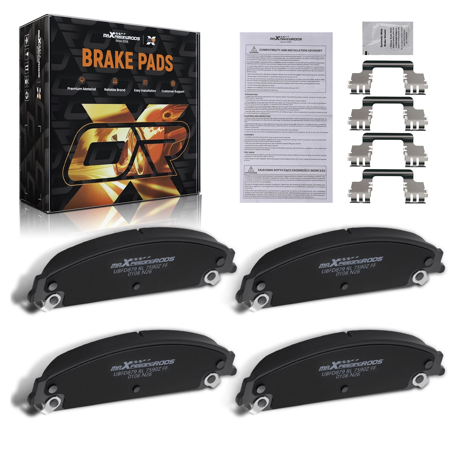 Front Ceramic Brake Pads Kit for Chrysler 200 300 Dodge Caliber Challenger (2011–2019) D1058