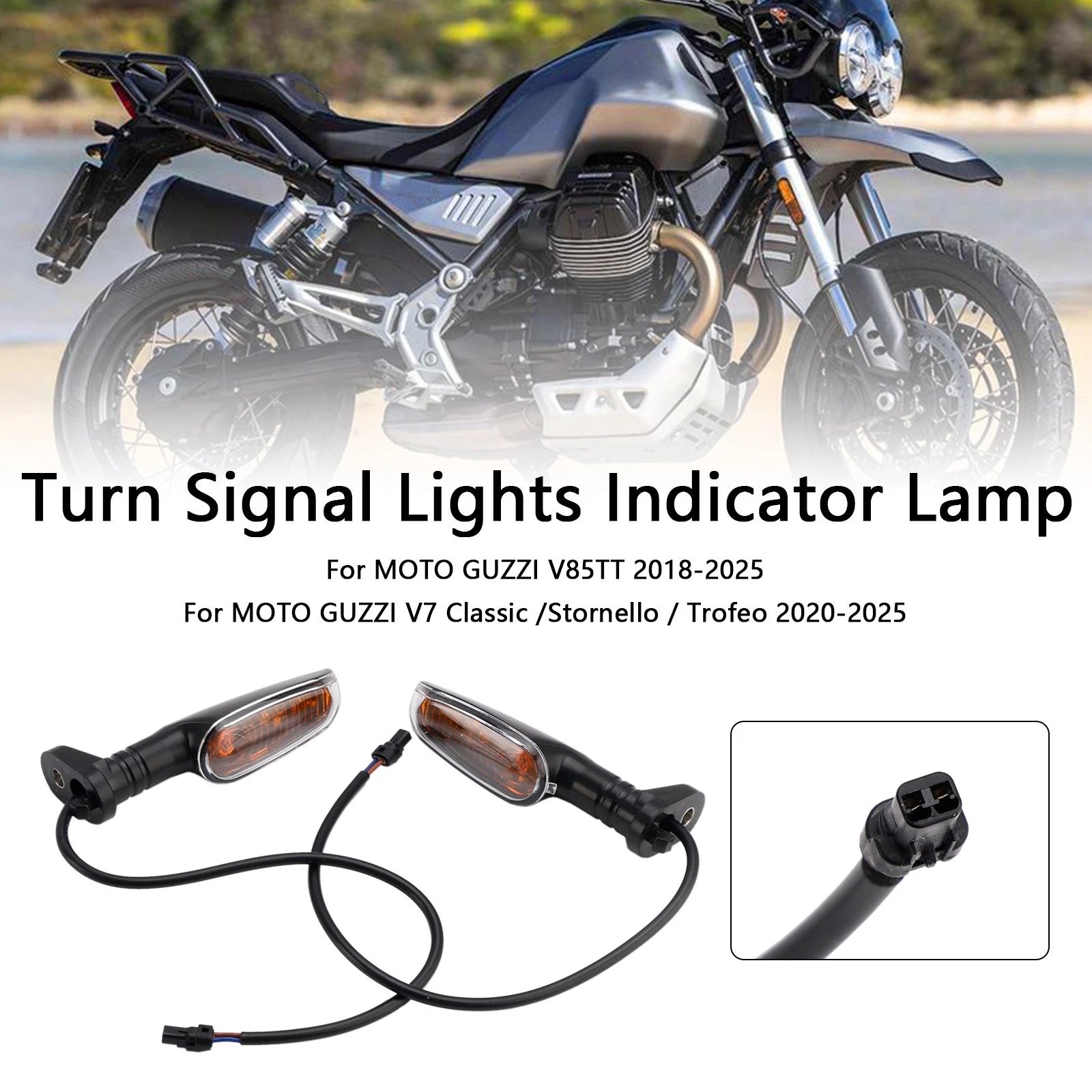 Turn Signal Lights Indicator Lamp for Moto Guzzi V7 V9 V100 V85TT Stelvio (2013–2023)