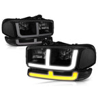 LED DRL Headlights Smoked Lens for GMC Sierra/Yukon (1999–2007)