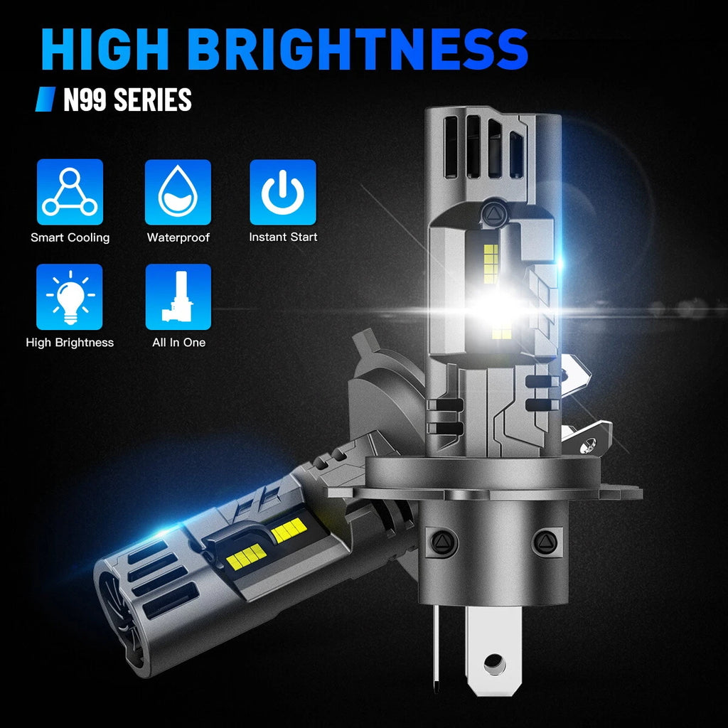 2X H4 9003 LED Headlight Bulb for NOVSIGHT (High Low Beam, 100W, 24000LM, 6500K)