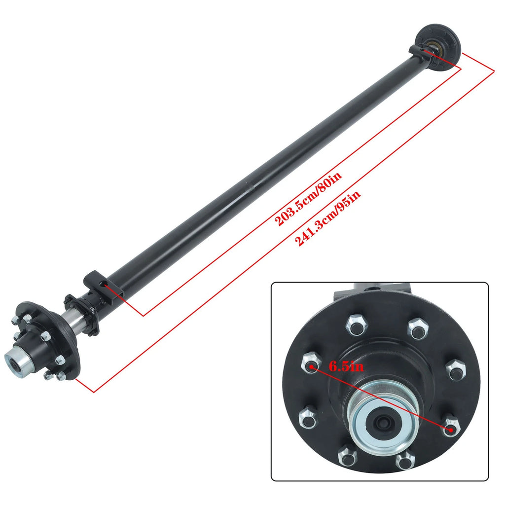 7k TK Trailer Axle for 8 Lug Trailers (95" Hub Face, 80" Spring Center)