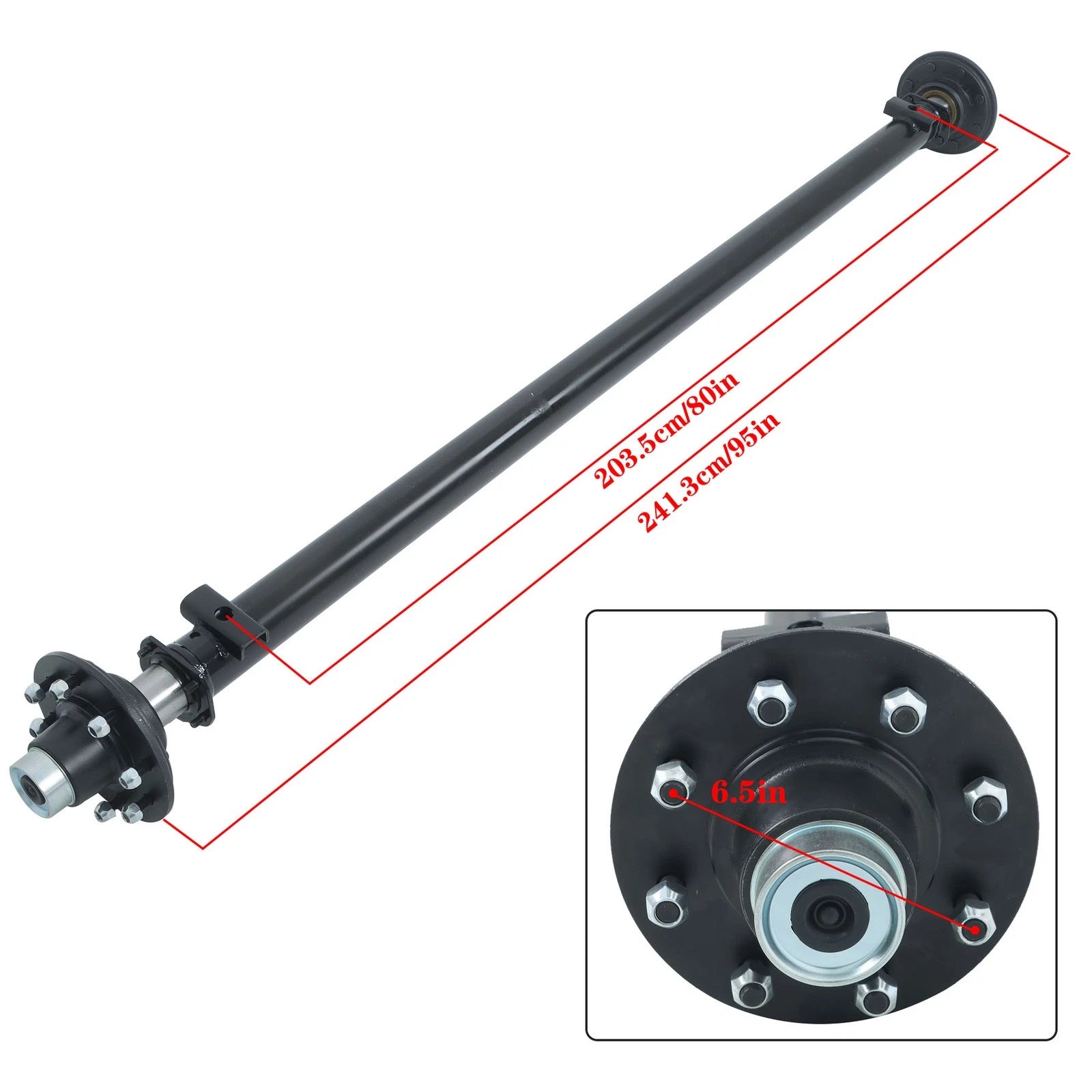7k TK Trailer Axle for 8 Lug Trailers (95" Hub Face, 80" Spring Center)