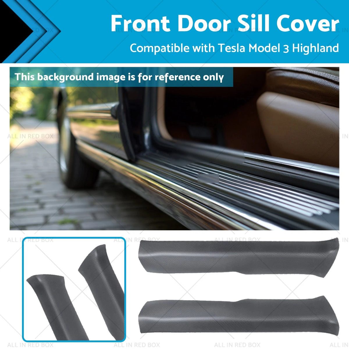 Front Door Sill Cover for Tesla Model 3 (2023–2023) Carbon Fiber Style