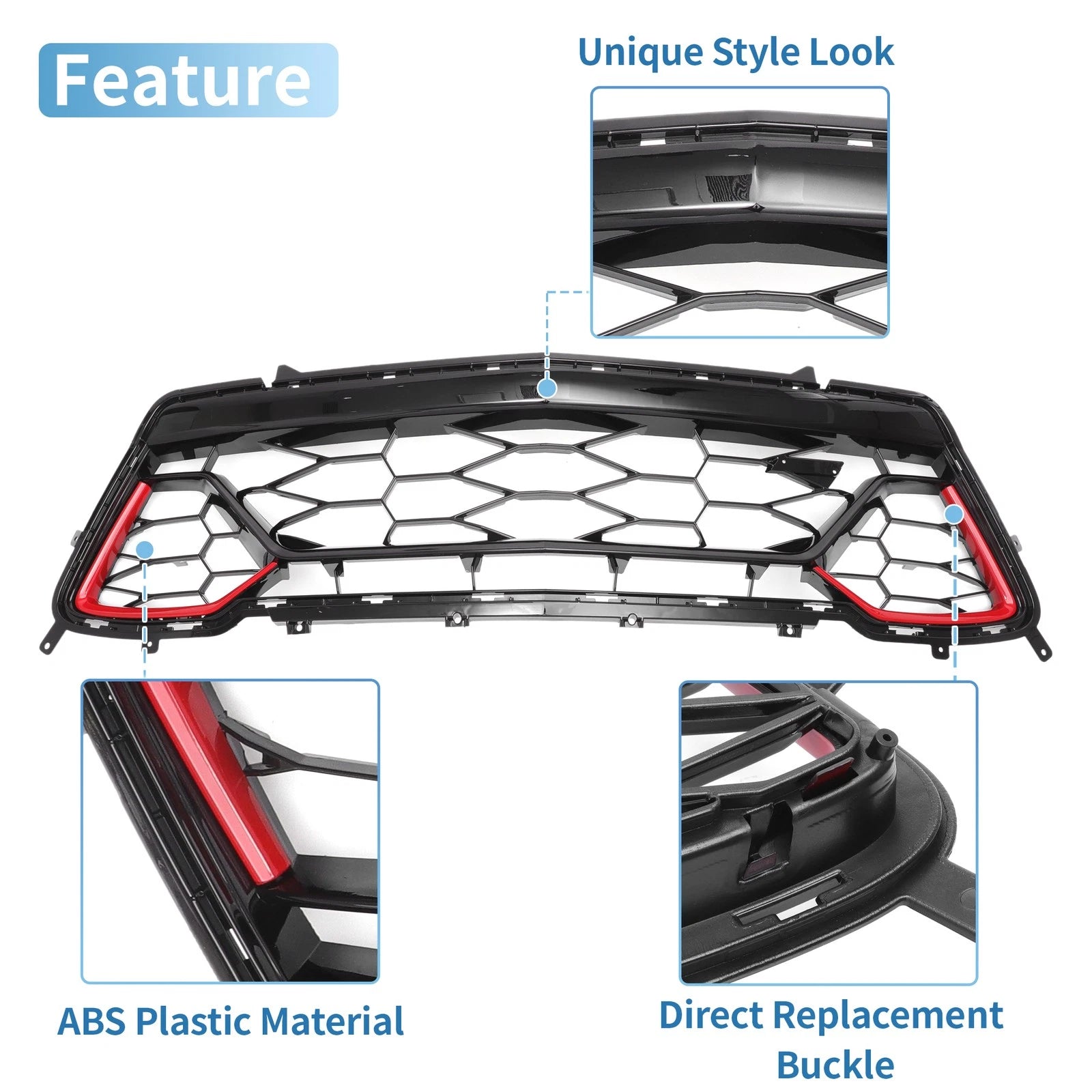 Front Lower Bumper Grille for Chevrolet Camaro (2017–2018) 22812881, 22812882 Black