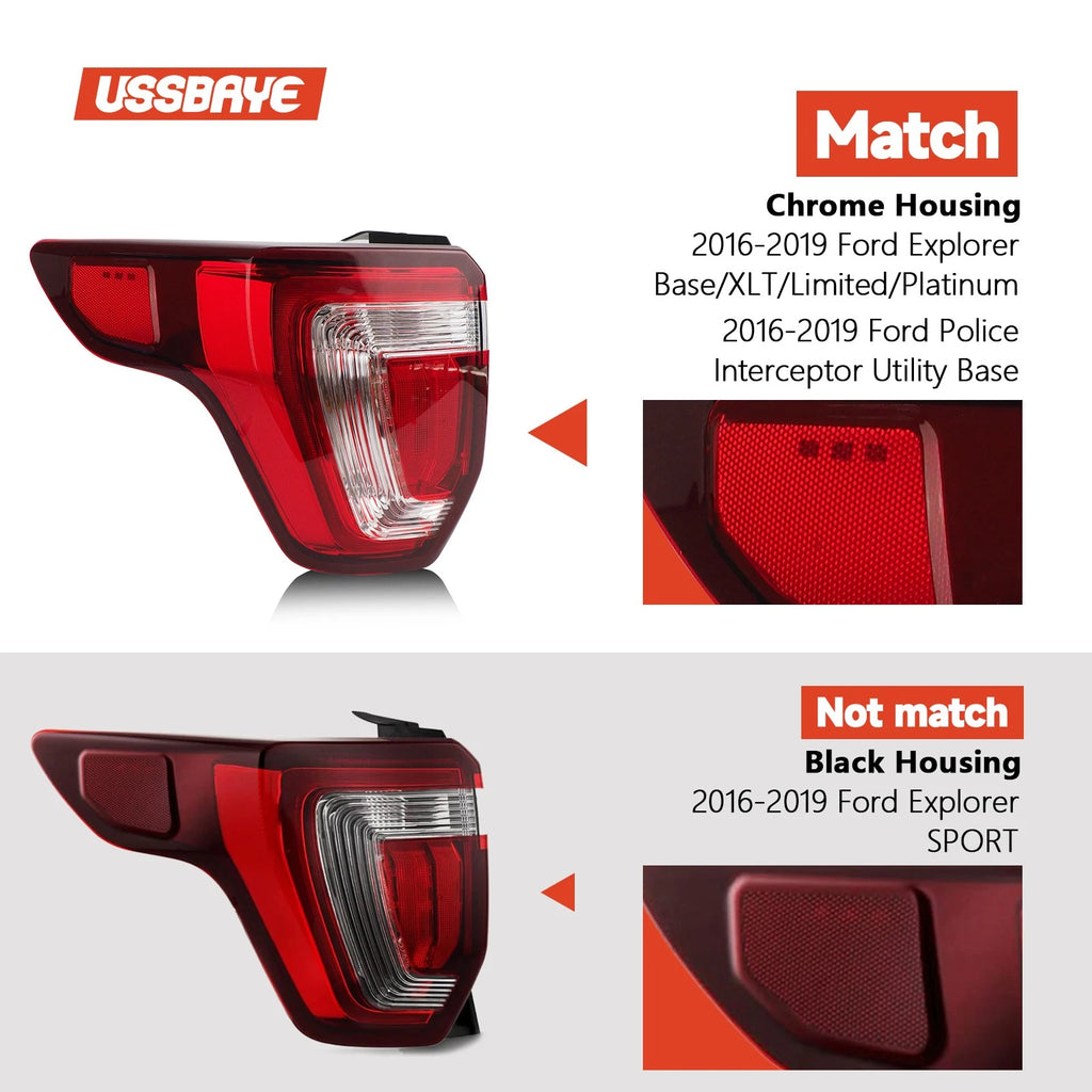 LED Tail Light for Ford Explorer (2016–2019) w/ Bulb Driver