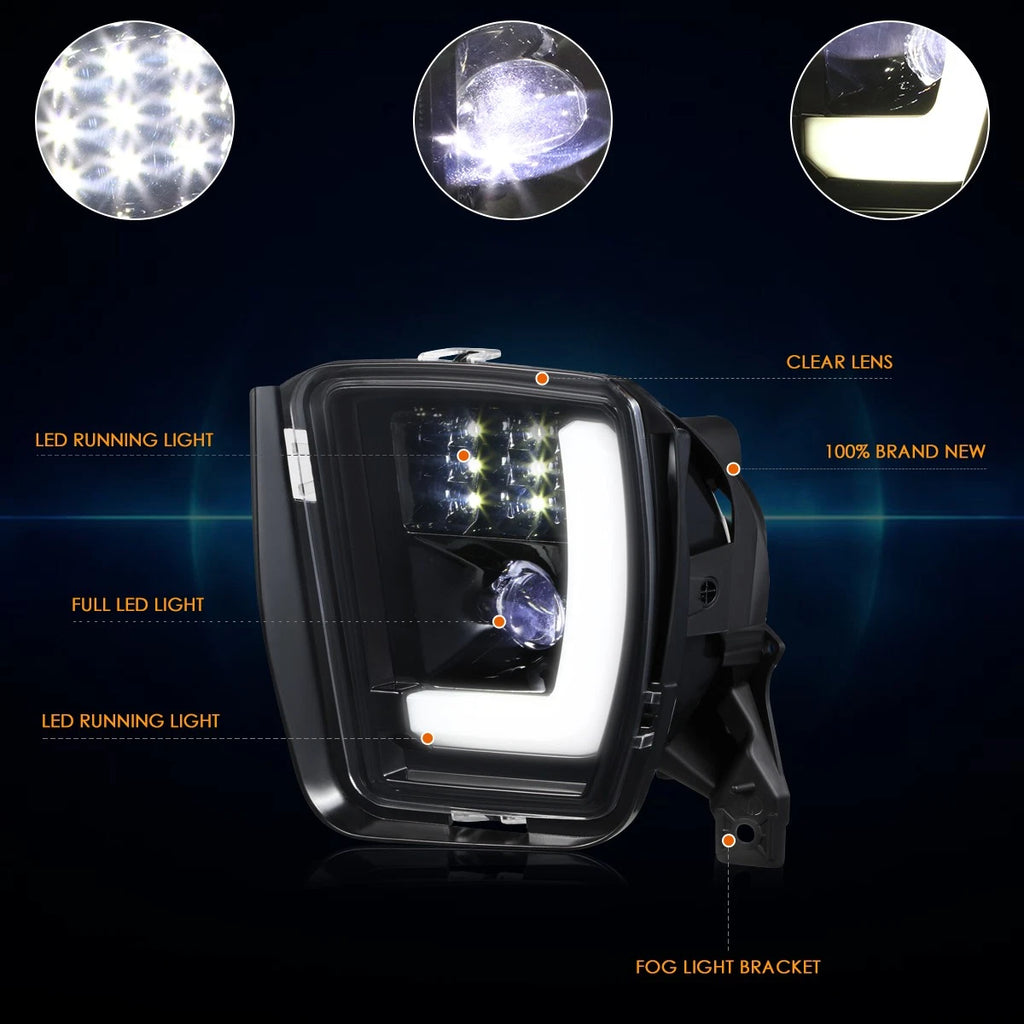 Full LED Projector Fog Lights for Ram 1500 (2013–2024) - Clear Lens, Bezels
