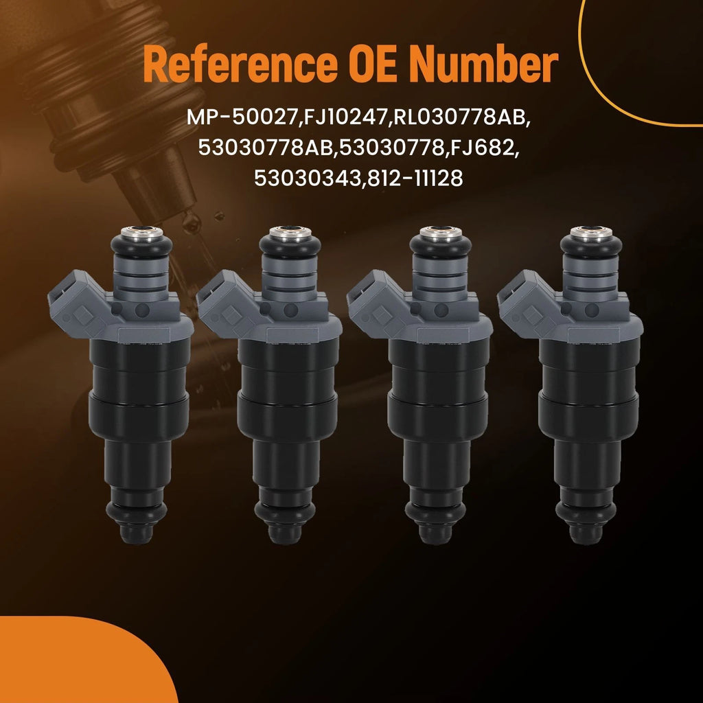 Set of 4 Fuel Injectors for Jeep TJ Wrangler 2.5L (1997–2002)