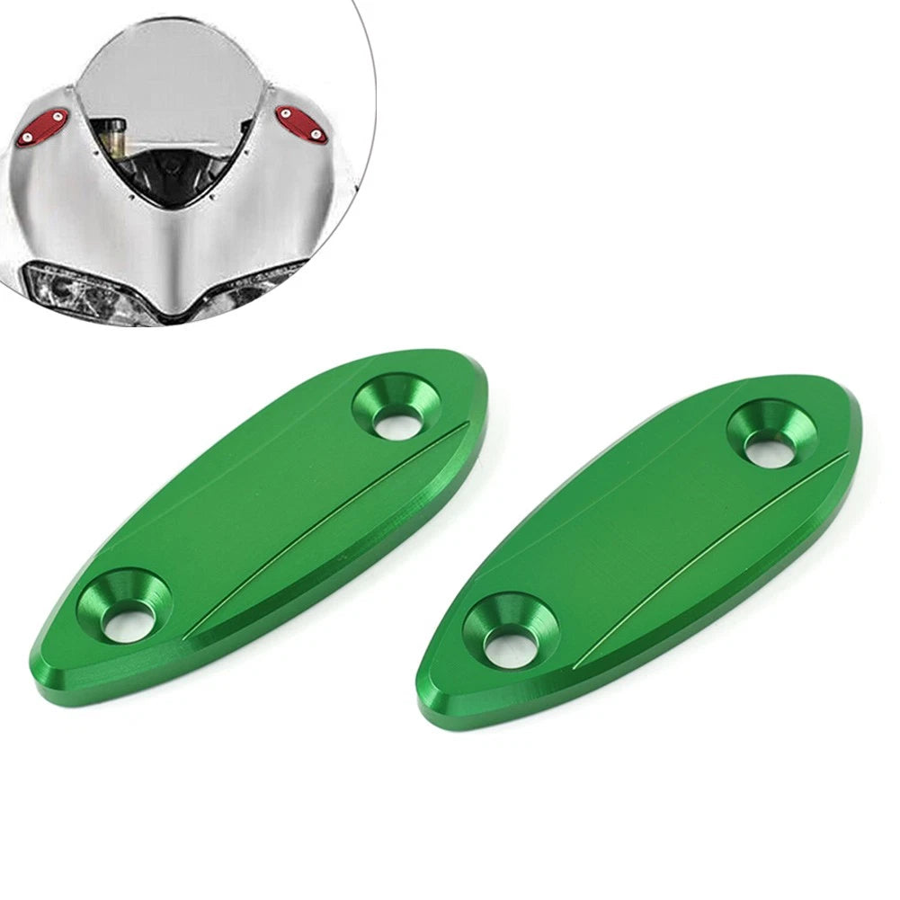 Motorcycle Mirror Block Off Base Plates Green for Kawasaki ZX6R (2009–2012)