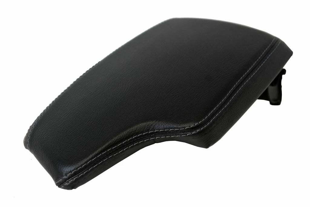 Leather Console Lid Armrest Cover for BMW F30 (2014–2018) Black Gray Stitch