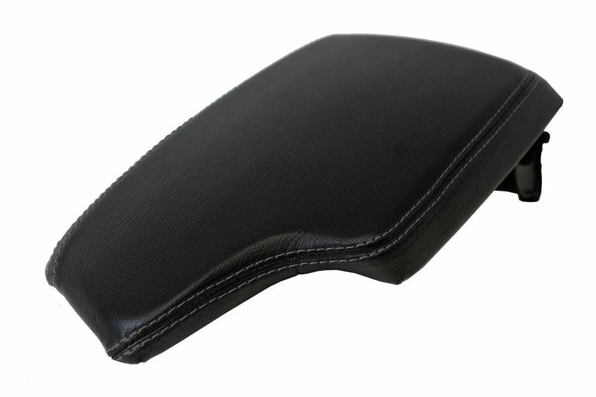 Leather Console Lid Armrest Cover for BMW F30 (2014–2018) Black Gray Stitch
