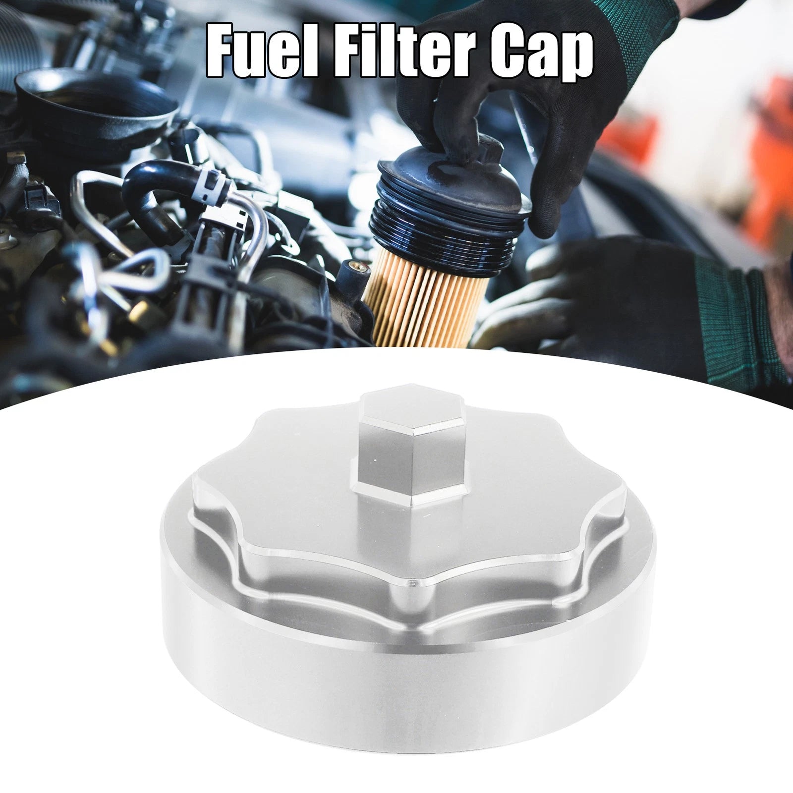 Fuel Filter Housing Cap Cover for Dodge Ram 2500 3500 (2010–2020) Silver Tone