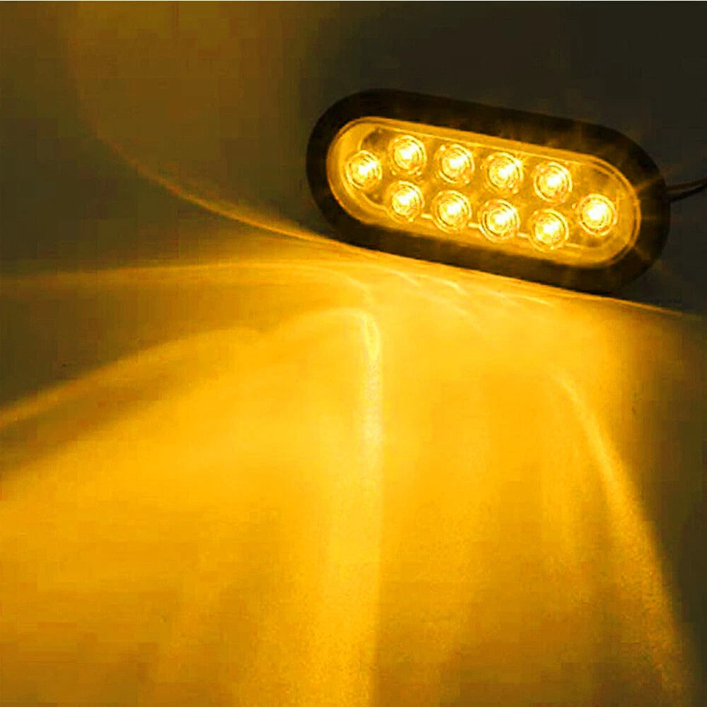 2X Amber 10 LED Marker Lights for Truck Trailer (Oval)