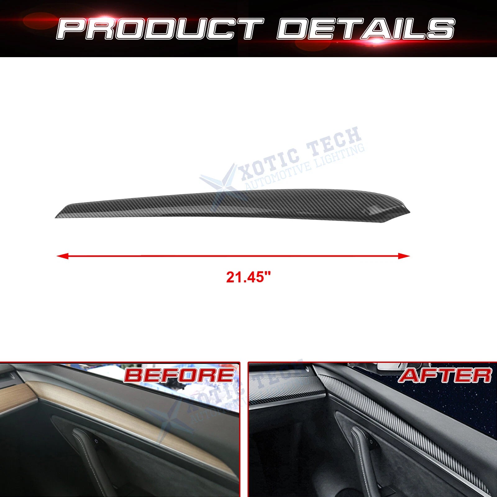 Front Door Panel Trim for Tesla Model Y (2020-2025) & Model 3 (2021-2023)