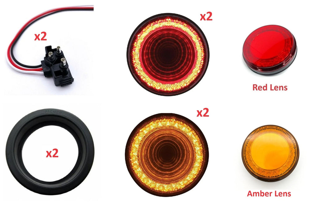 LED Turn Tail Lights Red Amber 4 Inch Set for Mirage (2014–2020)