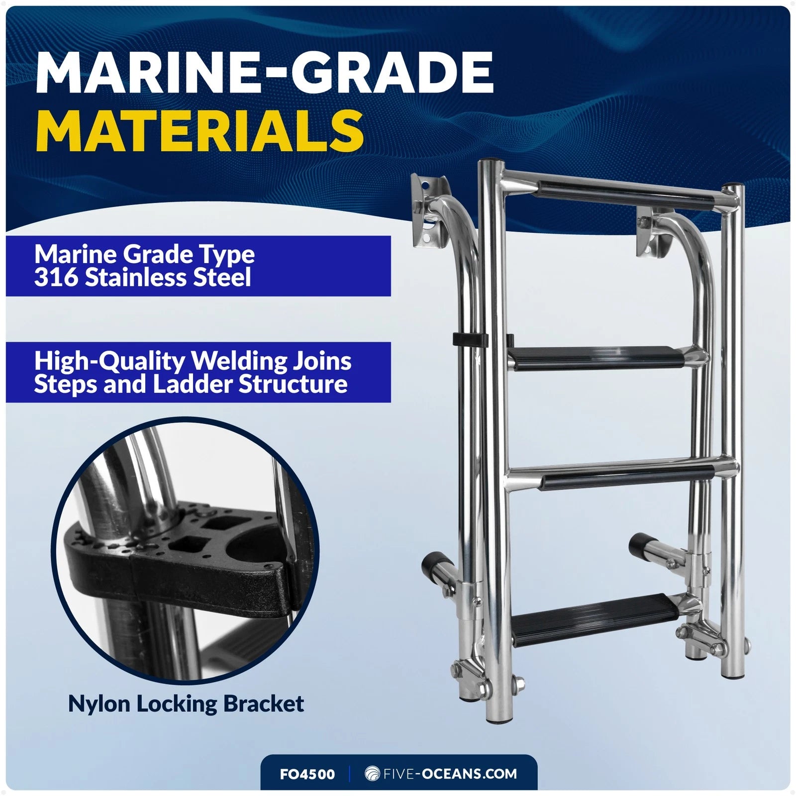 4 Step Folding Boat Ladder for Swim and Boarding
