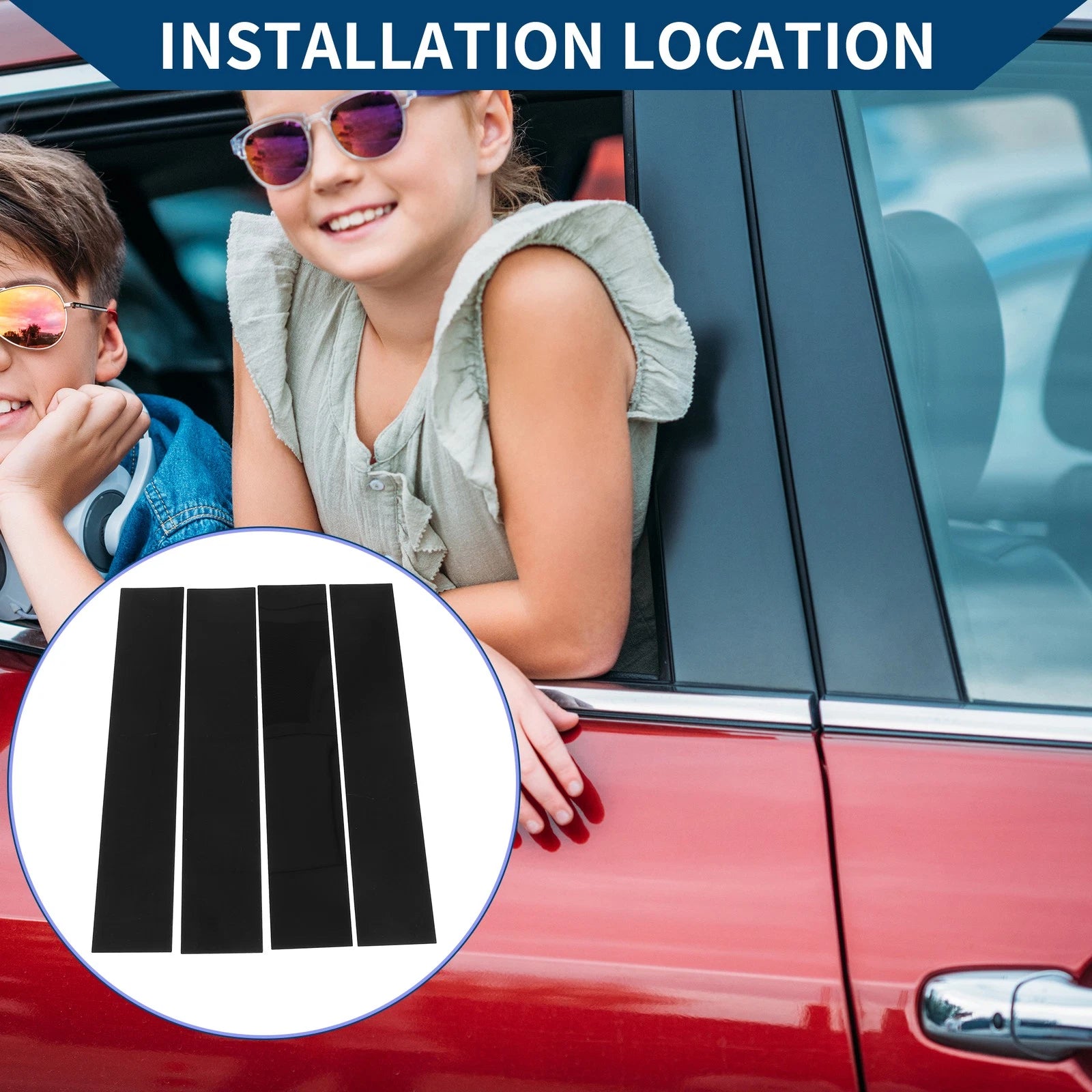 Set of 4 Car Pillar Window Trim for Lincoln Mark LT (2006–2008) & Ford F-150 (2004–2014) Black