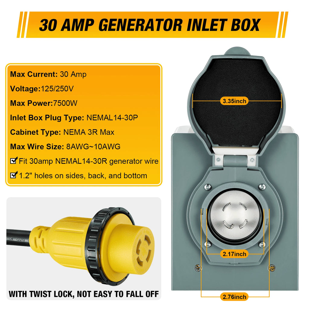 15FT 30 Amp Generator Extension Cord for Generator