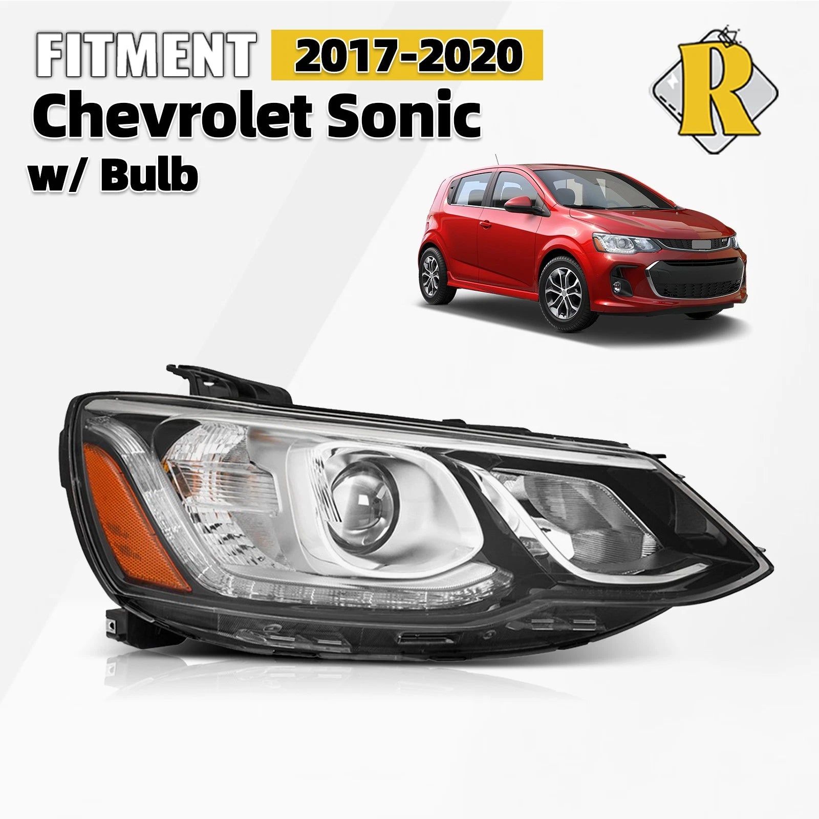 Halogen Projector Headlight for Chevrolet Sonic (2017–2020) W/Bulb Right
