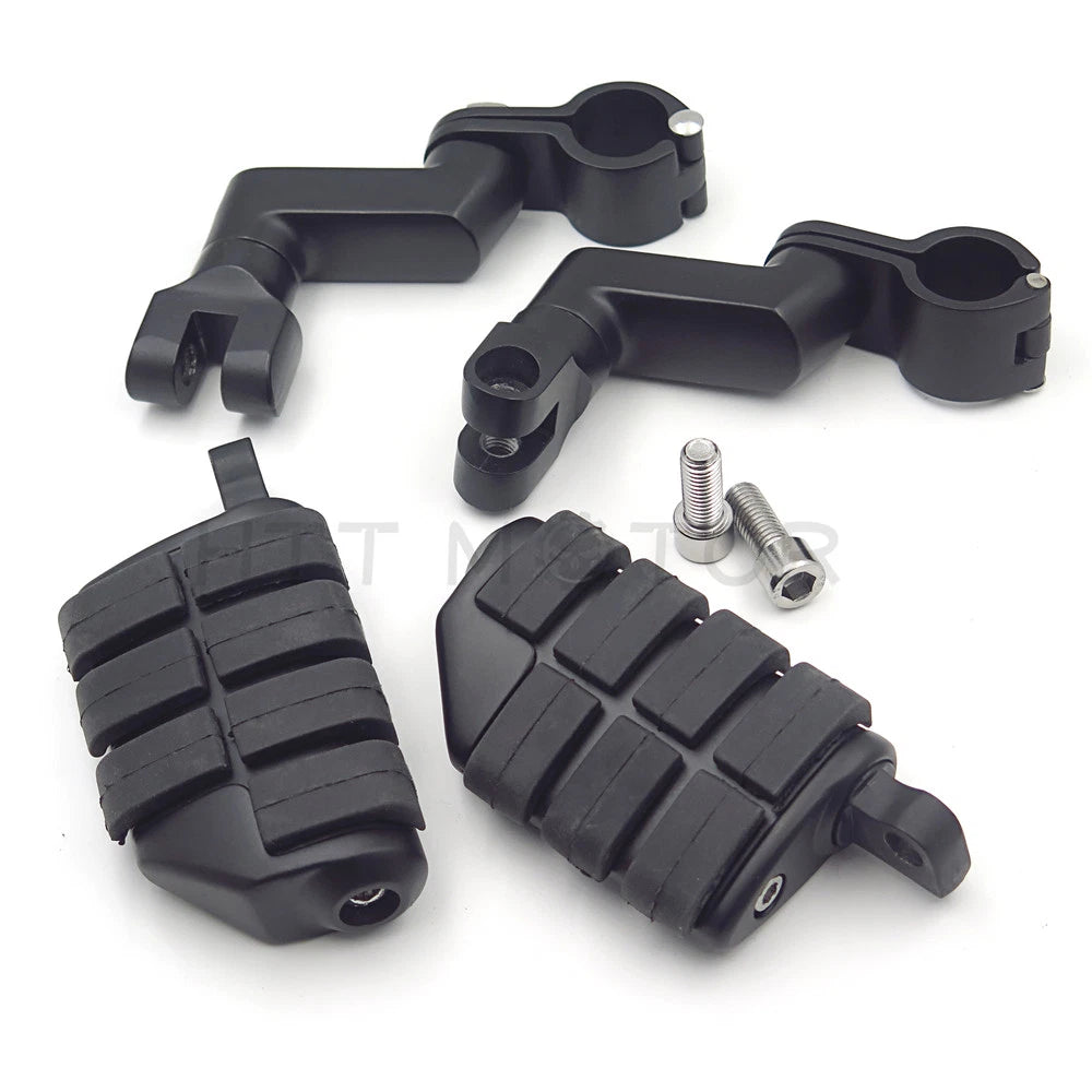 Offset 1" Wing Foot Pegs Clamps for Harley Suzuki Kawasaki