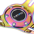 NRG 35cm Neo Chrome Leather Steering Wheel for Universal Fit (3" Deep)