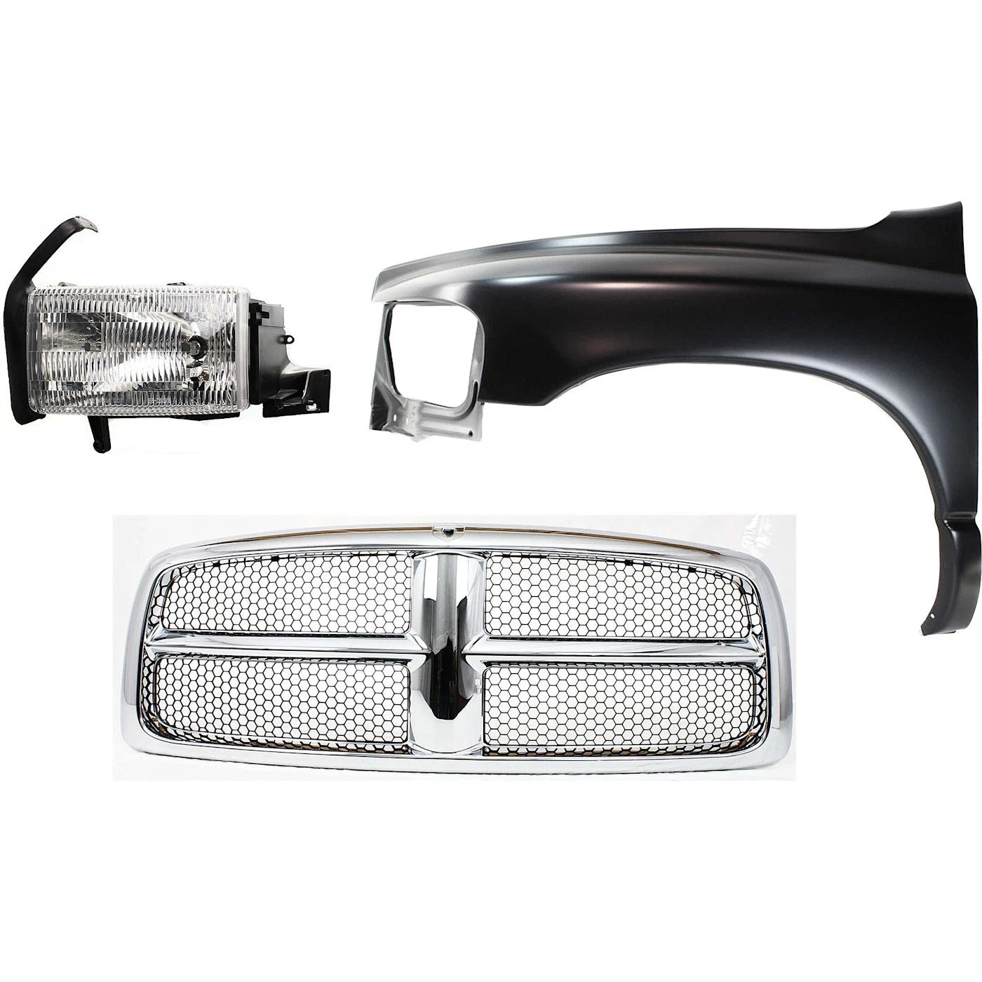Fender Kit for Dodge Ram 1500 (2002) Front Driver Side Steel with Grille & Headlamp