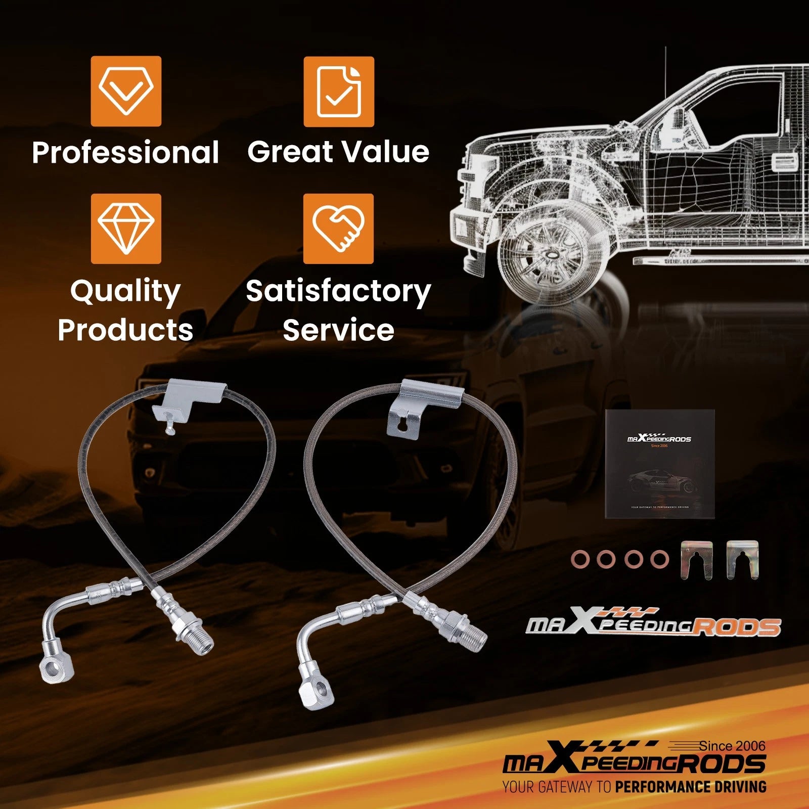 Front Extended Brake Lines for Chevy V1500 Suburban 4WD (1989–1991)
