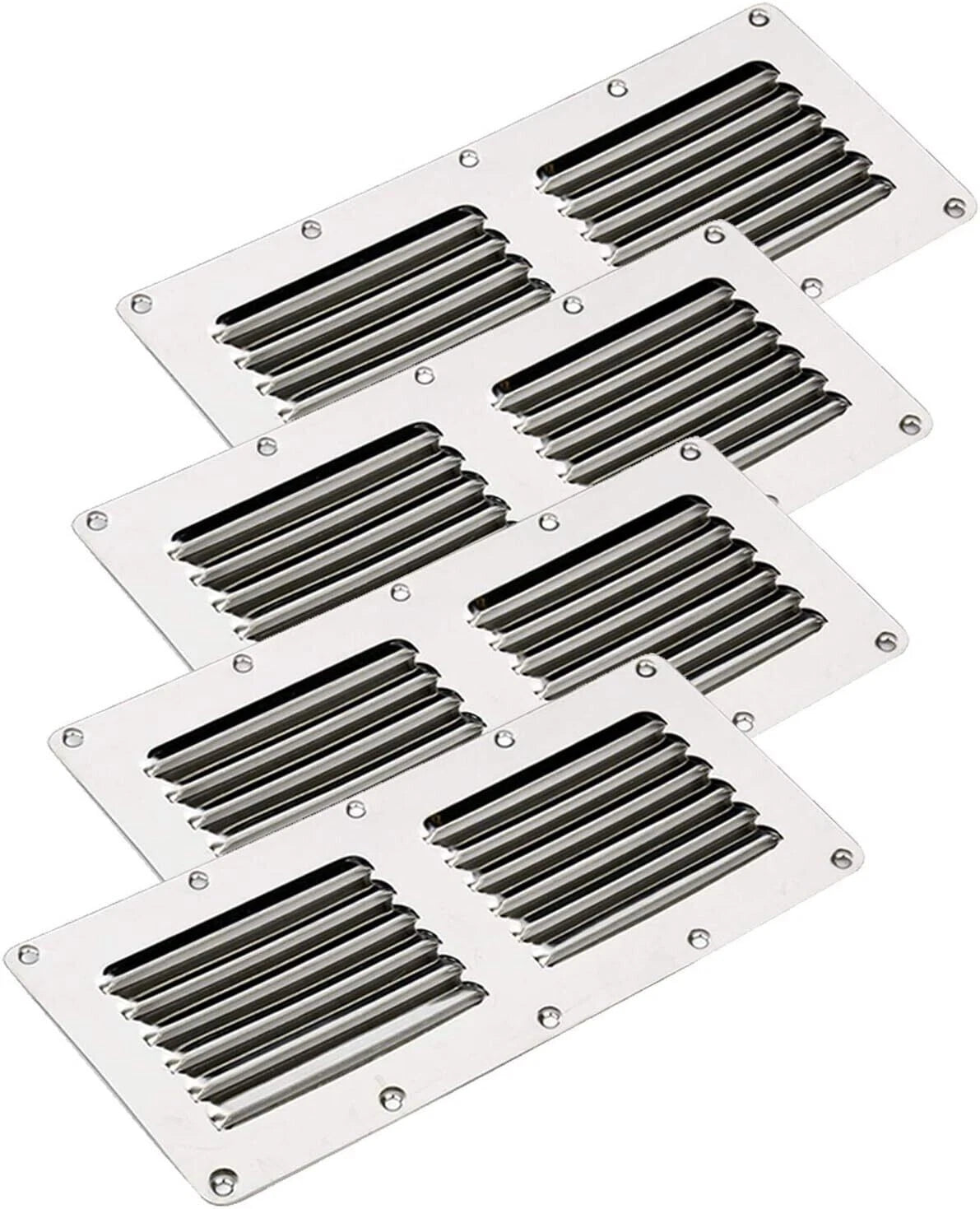 4X Stainless Steel Louvered Vent Grill Cover 4.5" X 9" for Automotive