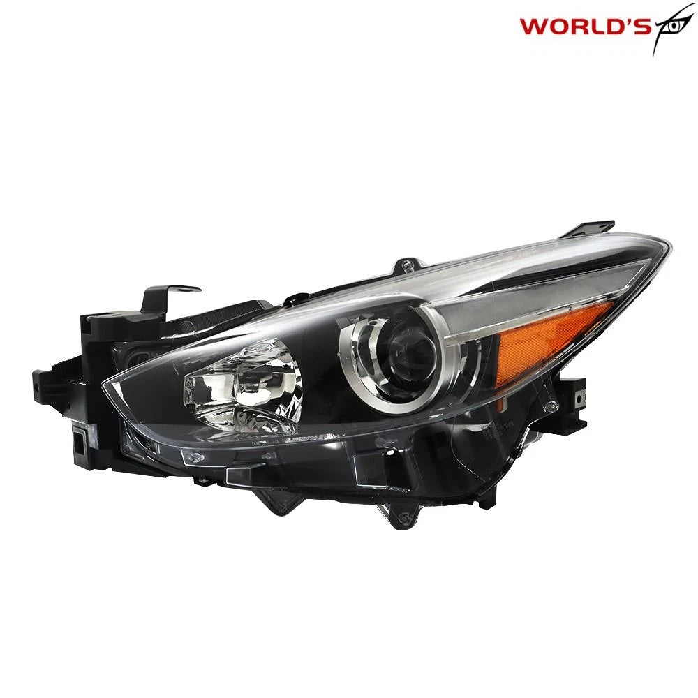 Left Side Headlight for Mazda 3 (2017–2018) Halogen Clear Lens Black Housing