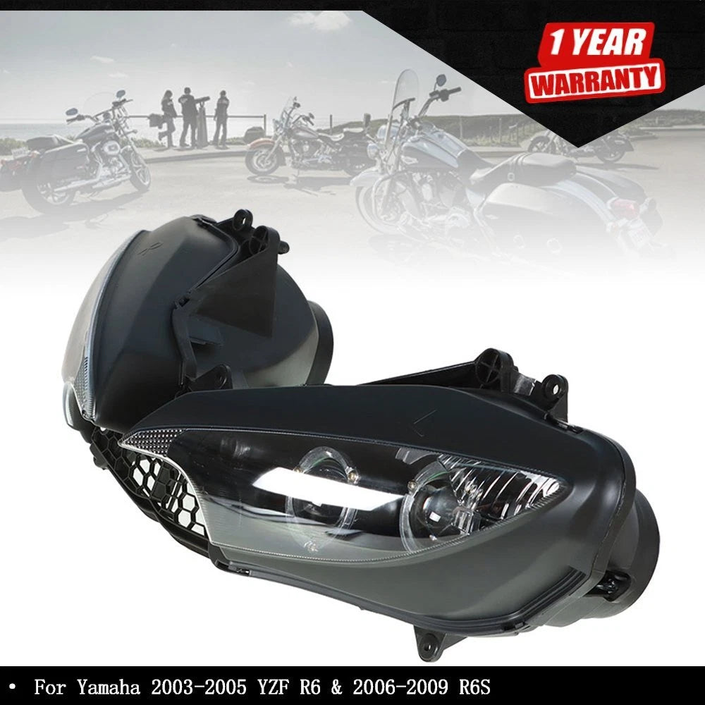 Front Headlight for Yamaha YZF R6/R6S (2003–2009) Black