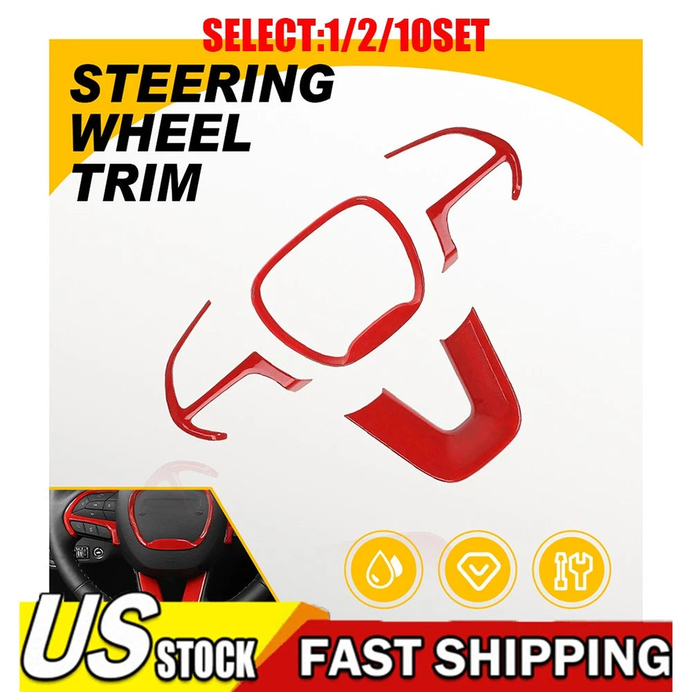 Red Steering Wheel Cover Trim for Dodge Challenger/Charger (2015–2023)