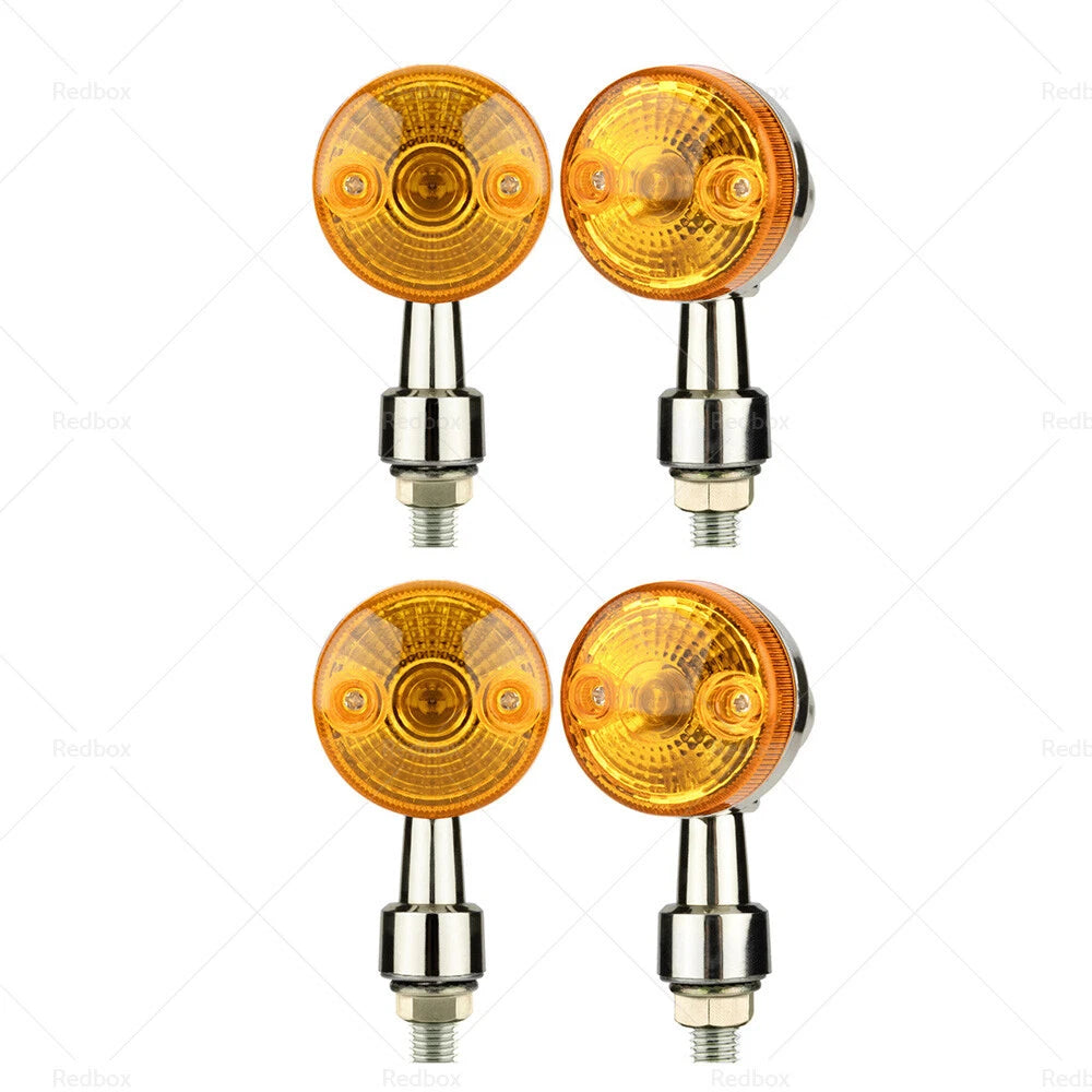 Set of 4 Chrome Motorcycle Turn Signal Lights Amber Indicators for Harley (2002–)