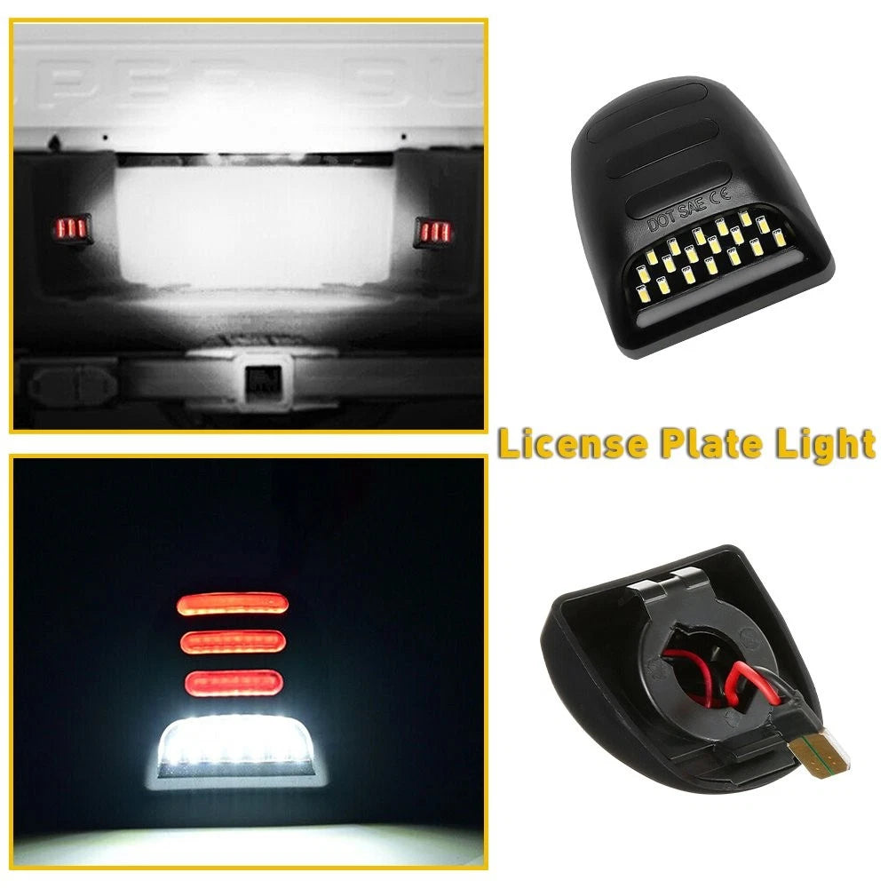 2X LED License Plate Light Red DRL Tube for Silverado Sierra 1500 2500 (2014–2023)