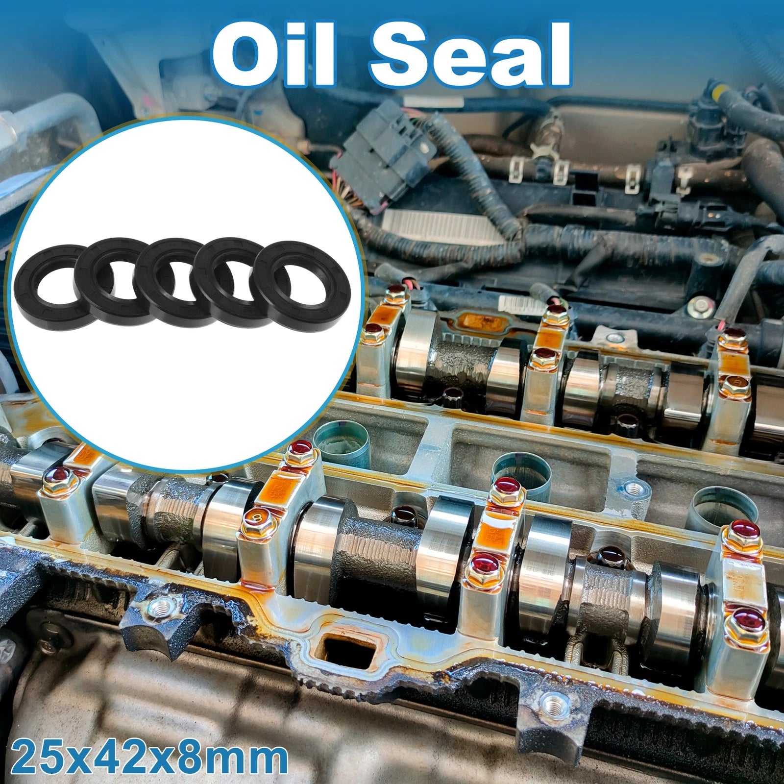 Set of 5 Oil Seal Ring 25x42x8mm for Rotary Shaft