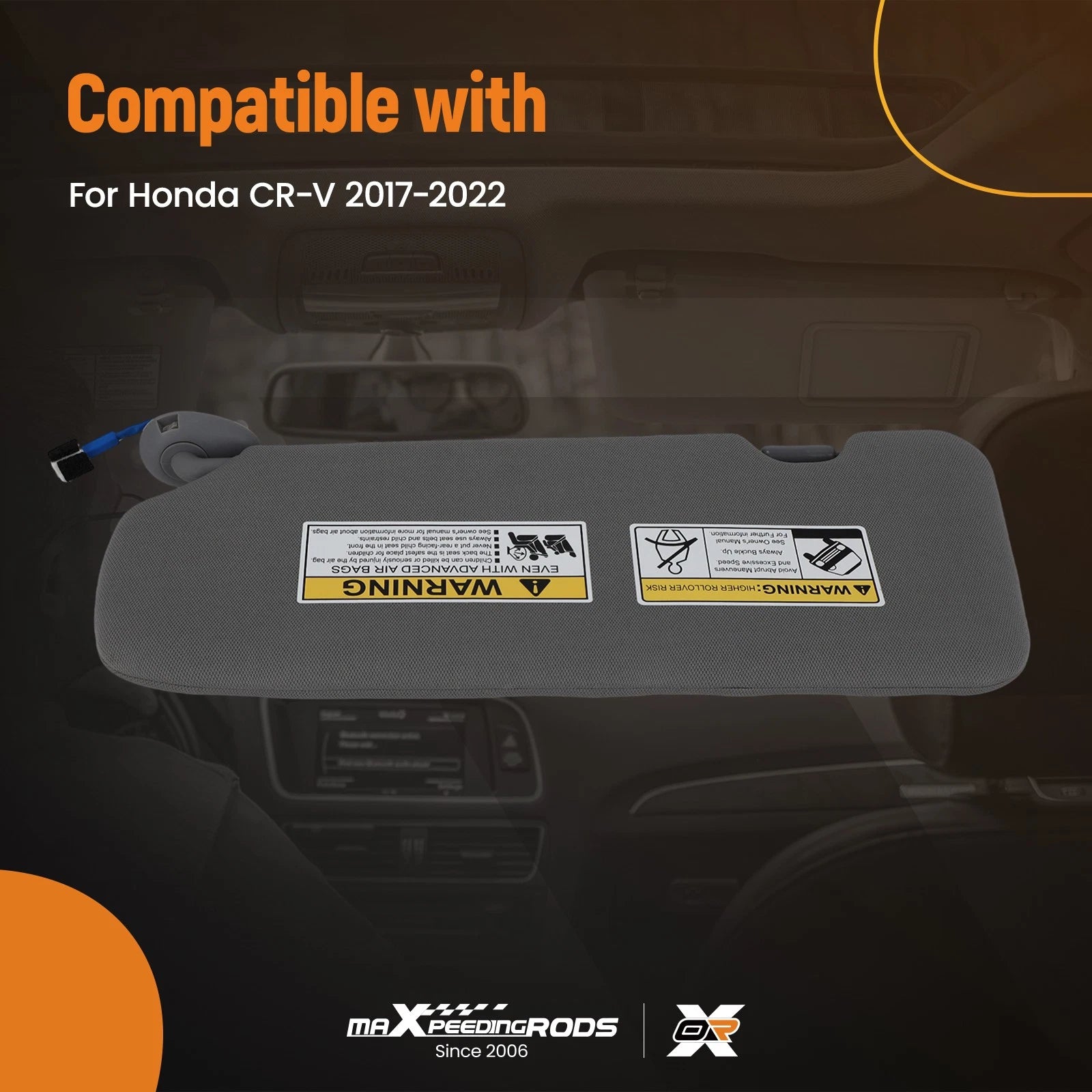 Right Gray Sun Visor with Mirror for Honda CR-V (2017–2022) 83230-TLA-A12ZB