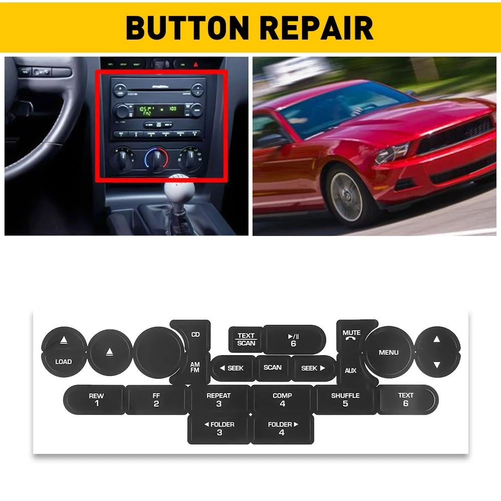 Sticker Radio Dash Button Repair Kit for Ford Mustang (2005–2009)