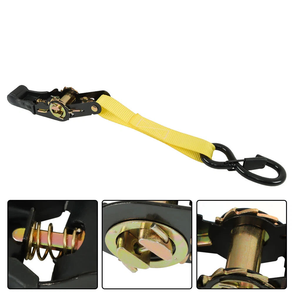 Set of 4 Ratchet Tie Down Straps for Cargo (15 ft, 2,200 lb Break Strength)