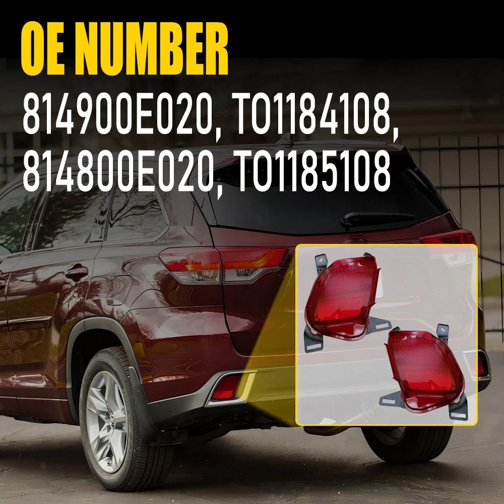 Set of 2 Rear Reflector Bumper Housings for Toyota Highlander (2014–2019)