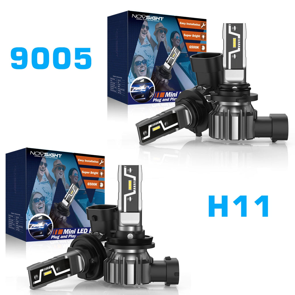 2X Novsight 9005 H11 LED Headlight Bulbs Conversion Kit 6500K for