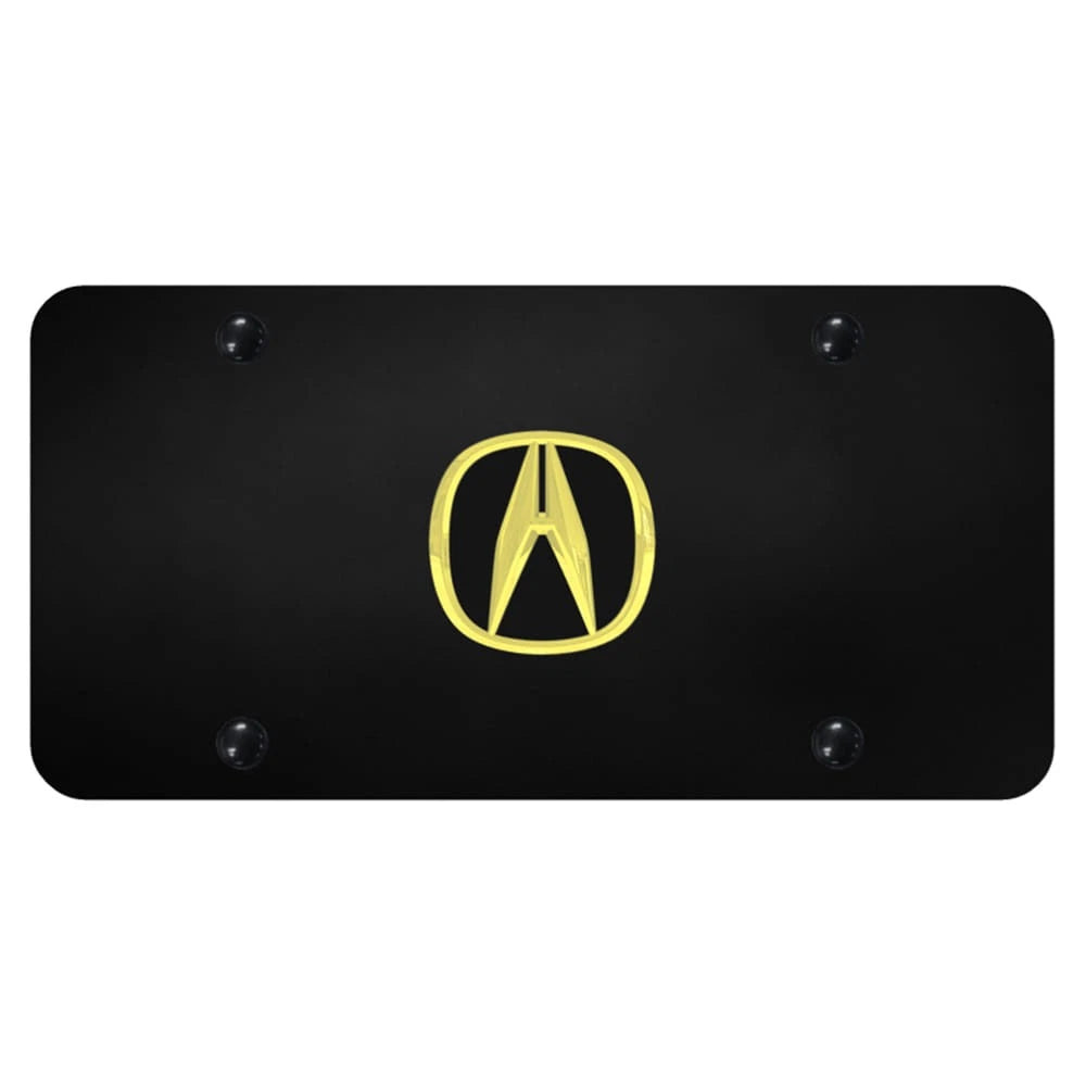 Gold Logo on Black License Plate - Officially Licensed for Acura
