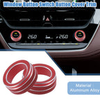 Set of 2 AC Control Switch Knob Cover Trim for Toyota Corolla (2020–2022) Red