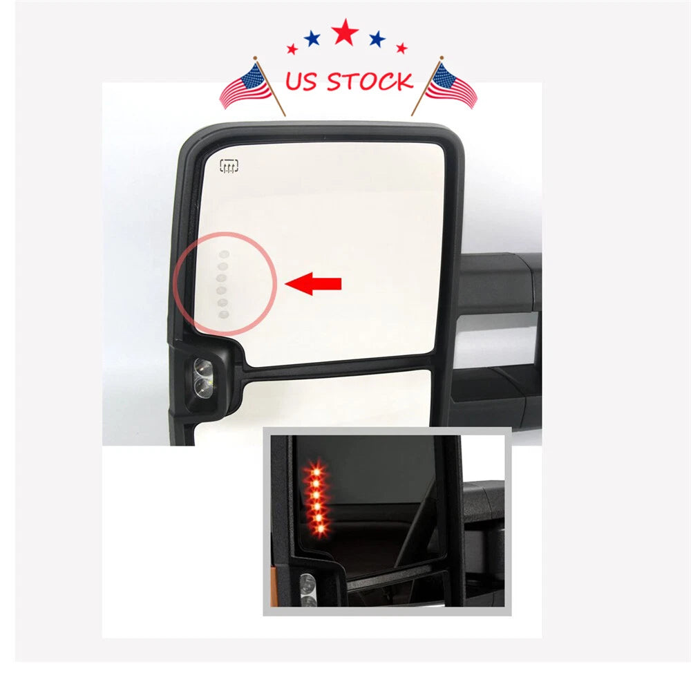 Tow Mirrors for Chevy Silverado GMC Sierra (2014–2018) - Power Heated LED Signal