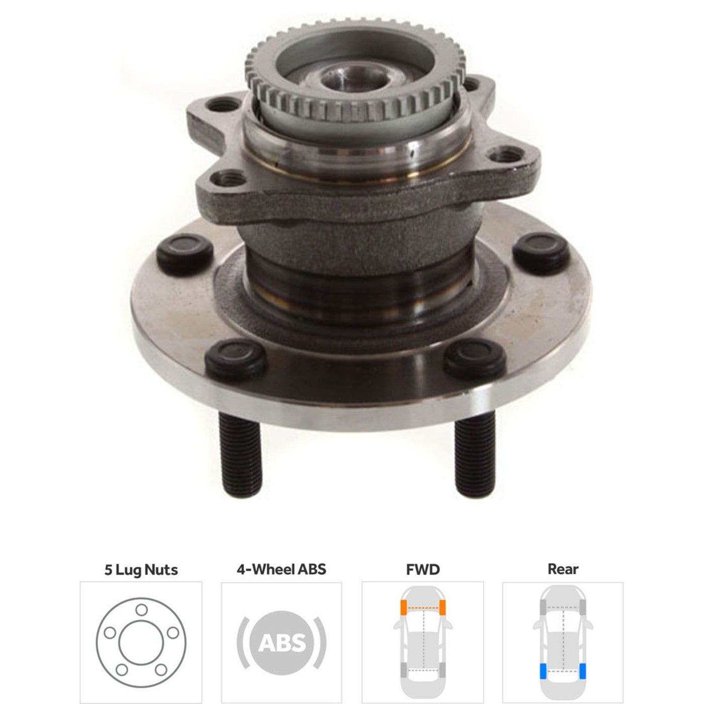 Set of 2 Wheel Hubs for Mitsubishi Galant (2004–2012) Rear with Bearing