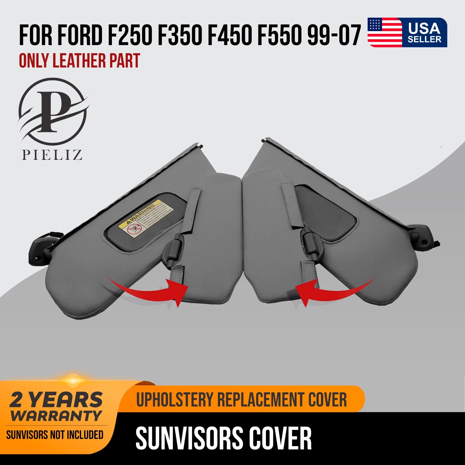 Sunvisor & Extension Covers for Ford F250 F350 F450 (1999–2007) Med Flint Gray