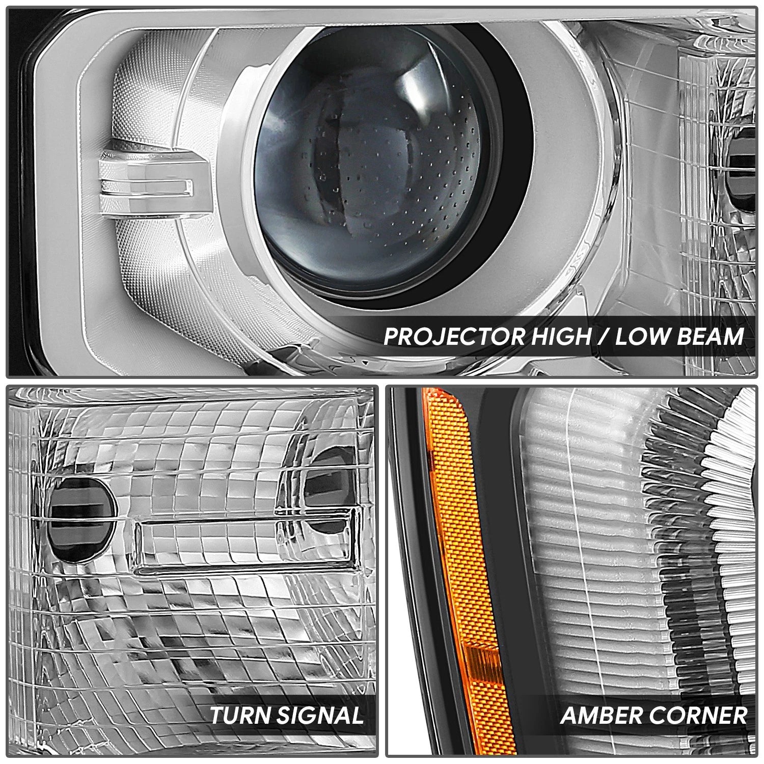 Right Headlight for GMC Sierra 1500 Limited (2016–2019) OE Style Black Amber