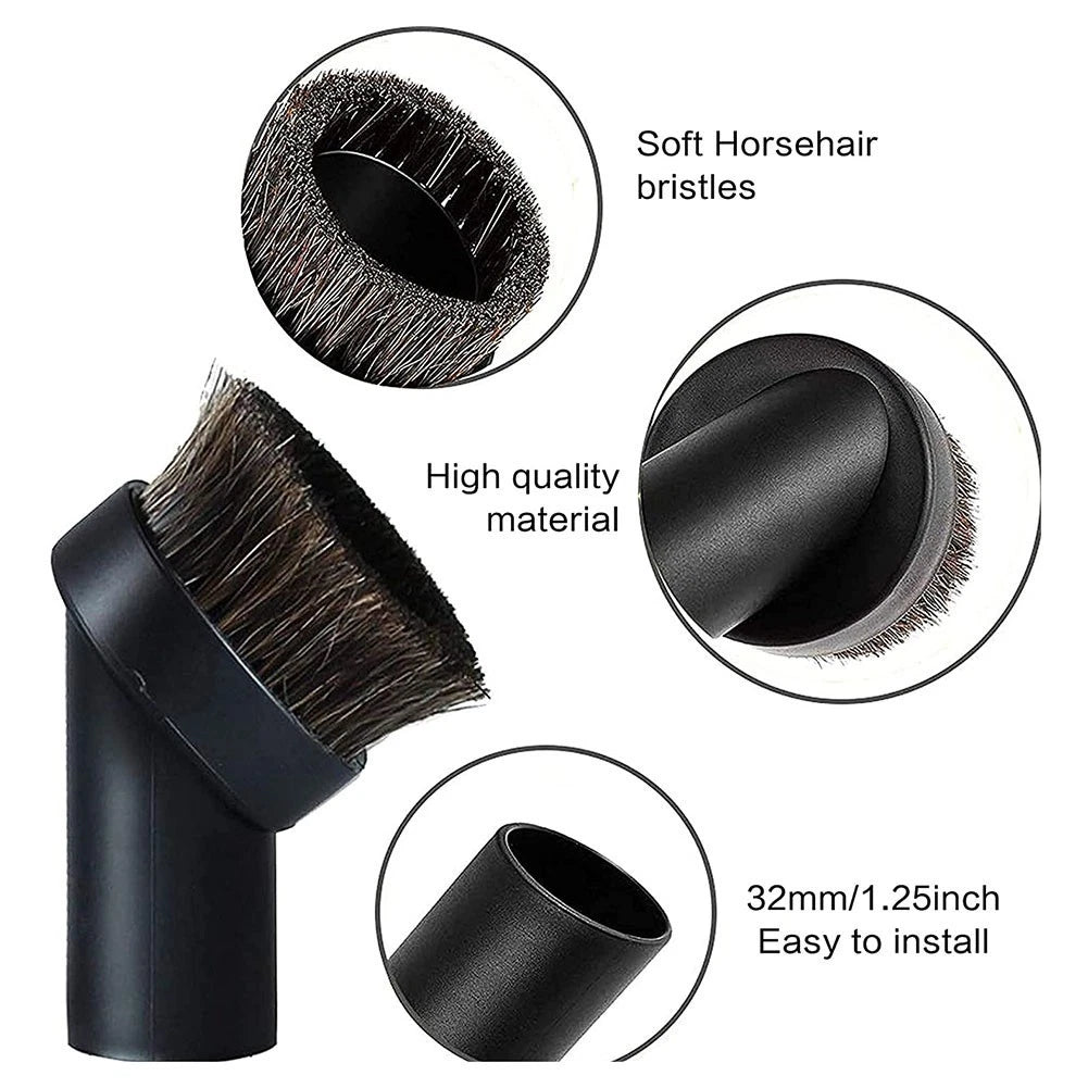 Round Dust Brush Vacuum Attachment for (1-1/4 to 1-3/8 Inch)