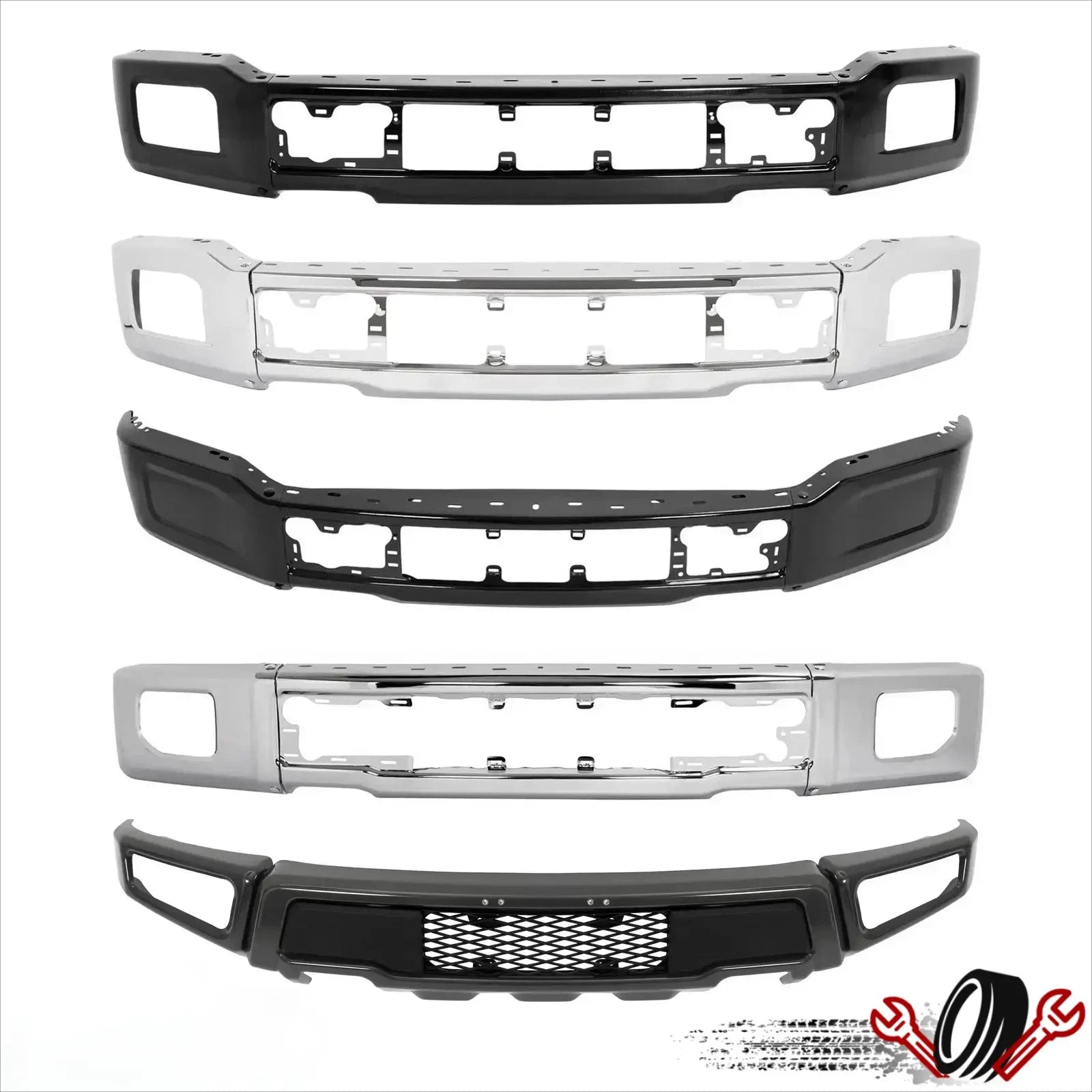 Steel Front Bumper for Ford F-150 (2015–2020) Chrome/Black/Gray