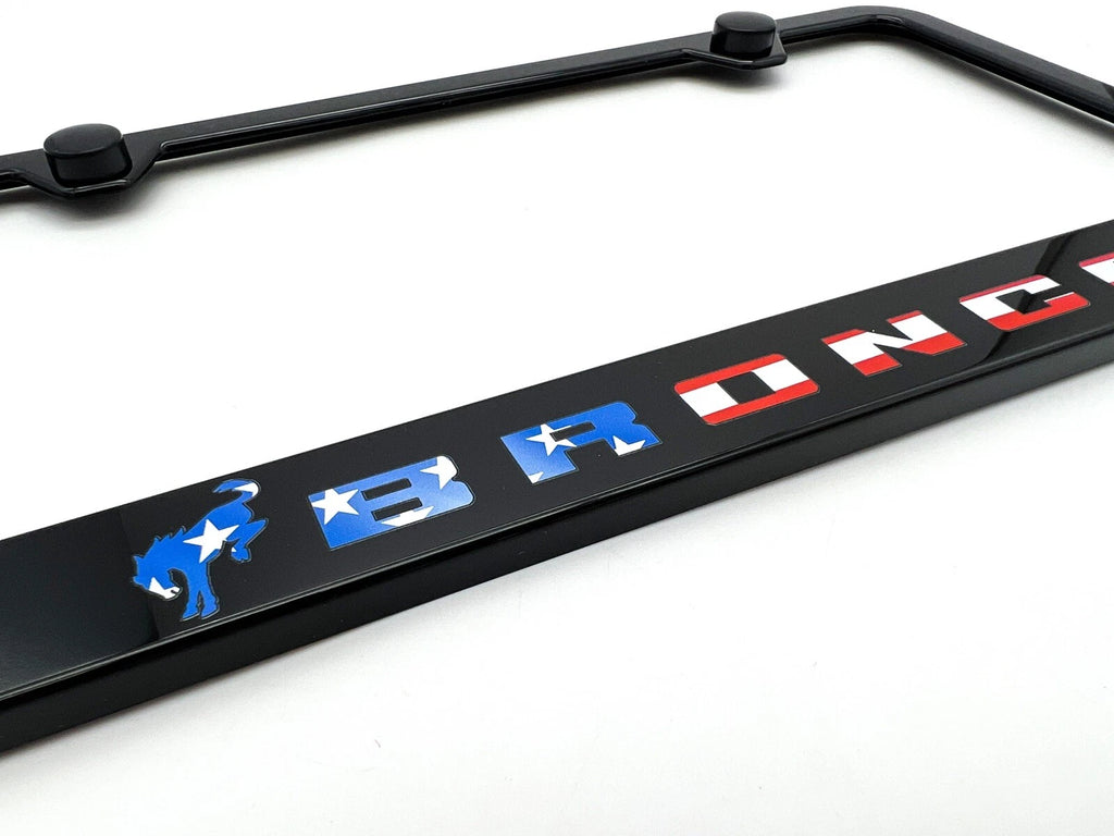 License Plate Frame Black Plastic with American Flag for Ford Bronco (2021–2025)